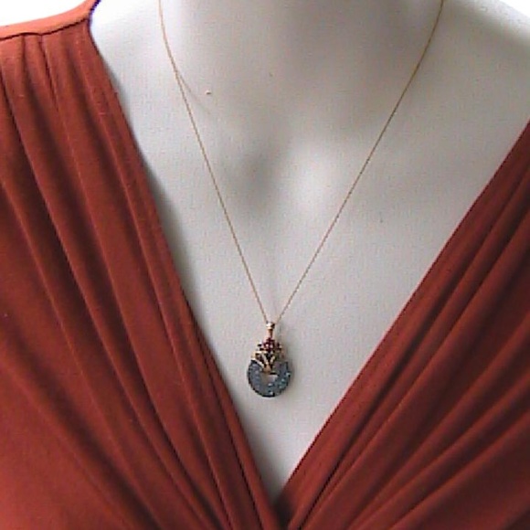 10k YG Amethyst Amethyst Chrysoprase Necklace - Picture 1 of 8